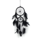 Décoration Murale Attrape - rêve Traditionnel Double Cercle avec Plumes - Noir