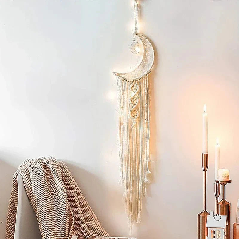 Décoration Murale Attrape - rêves Macramé - Lune