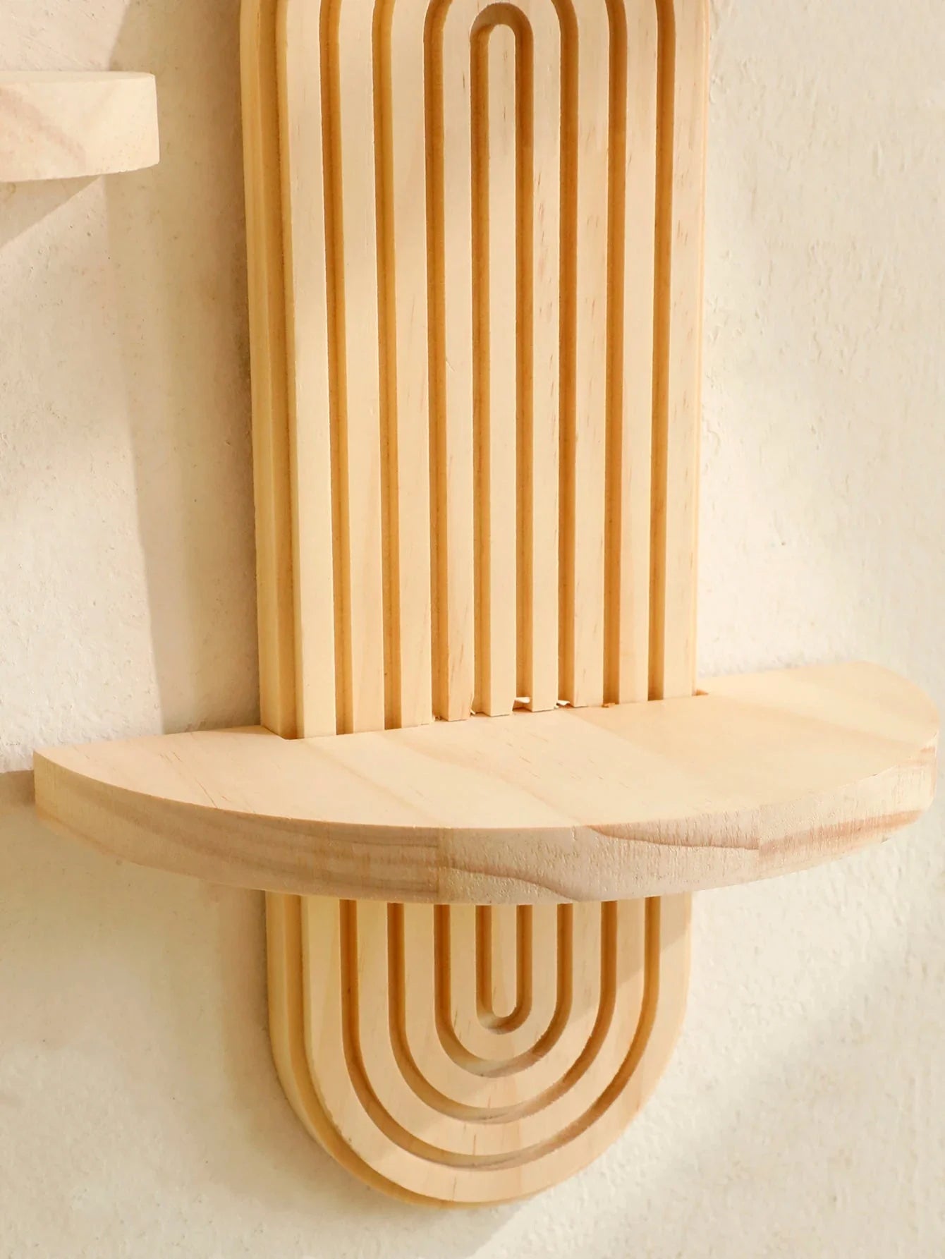 Décoration Murale Étagère Bois Strié Bohème - A