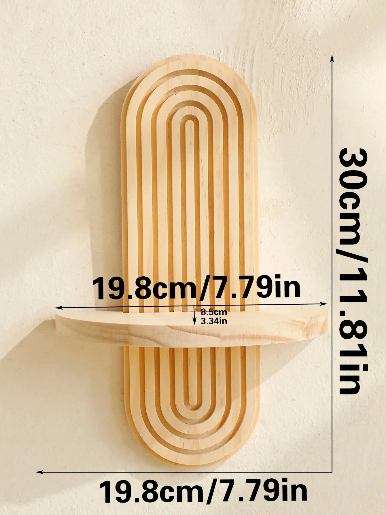 Décoration Murale Étagère Bois Strié Bohème - C