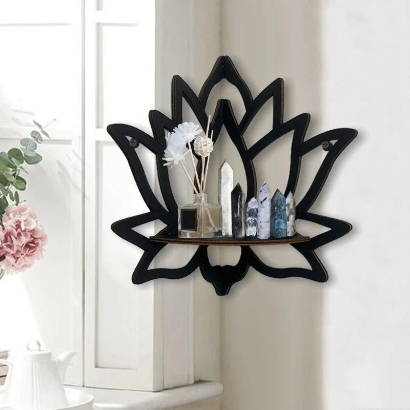 Décoration Murale Étagère Lotus en Bois -