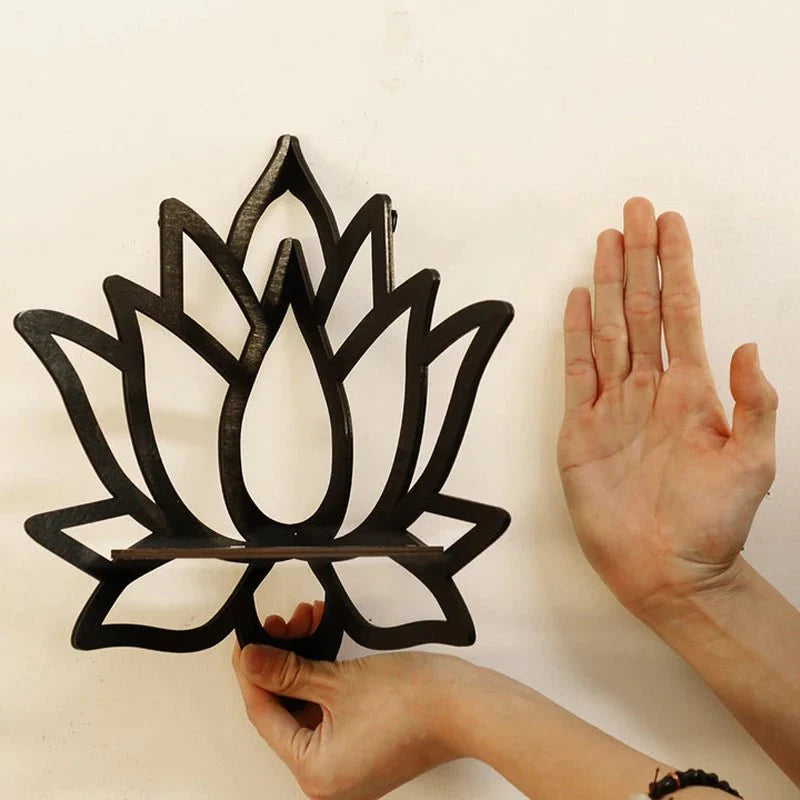 Décoration Murale Étagère Lotus en Bois -