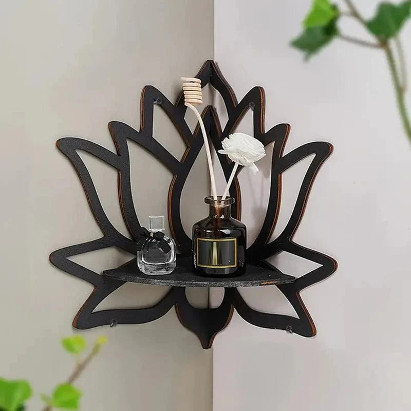 Décoration Murale Étagère Lotus en Bois -