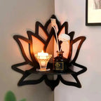 Décoration Murale Étagère Lotus en Bois -