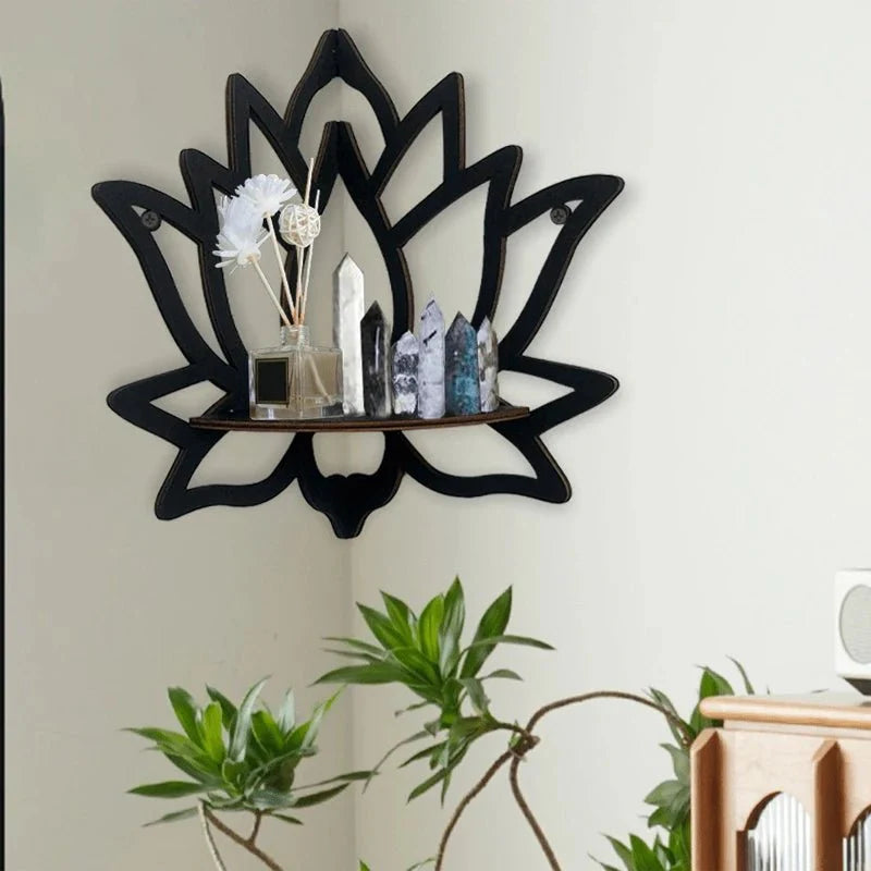 Décoration Murale Étagère Lotus en Bois -