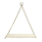 Décoration Murale Étagère Suspendue Type Balançoire en Bois - Blanc