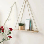 Décoration Murale Étagère Suspendue Type Balançoire en Bois - Blanc