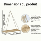 Décoration Murale Étagère Suspendue Type Balançoire en Bois - Blanc
