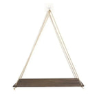 Décoration Murale Étagère Suspendue Type Balançoire en Bois - Marron