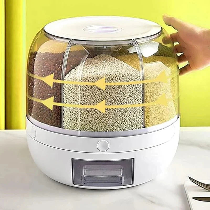 Distributeur de Céréales Pâtes et Riz Rotatif à 6 Compartiments -