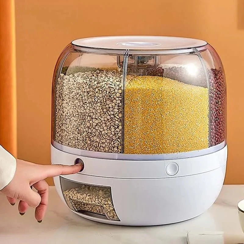 Distributeur de Céréales Pâtes et Riz Rotatif à 6 Compartiments -