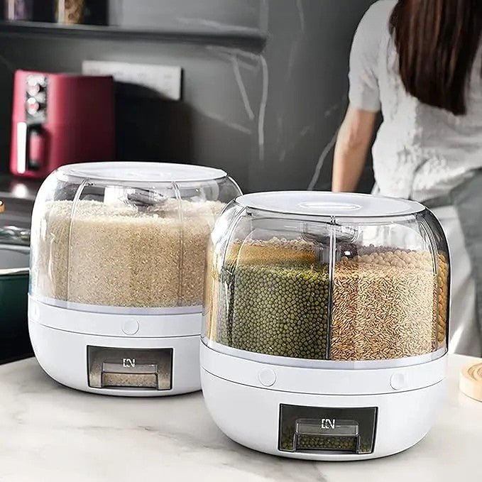 Distributeur de Céréales Pâtes et Riz Rotatif à 6 Compartiments -