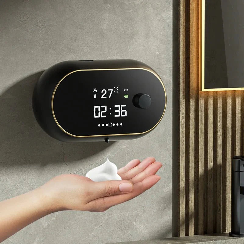 Distributeur Savon Automatique Mural avec Écran Digital - Noir