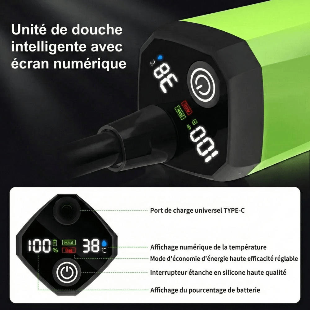 Douche Camping Portable Électrique - Gris