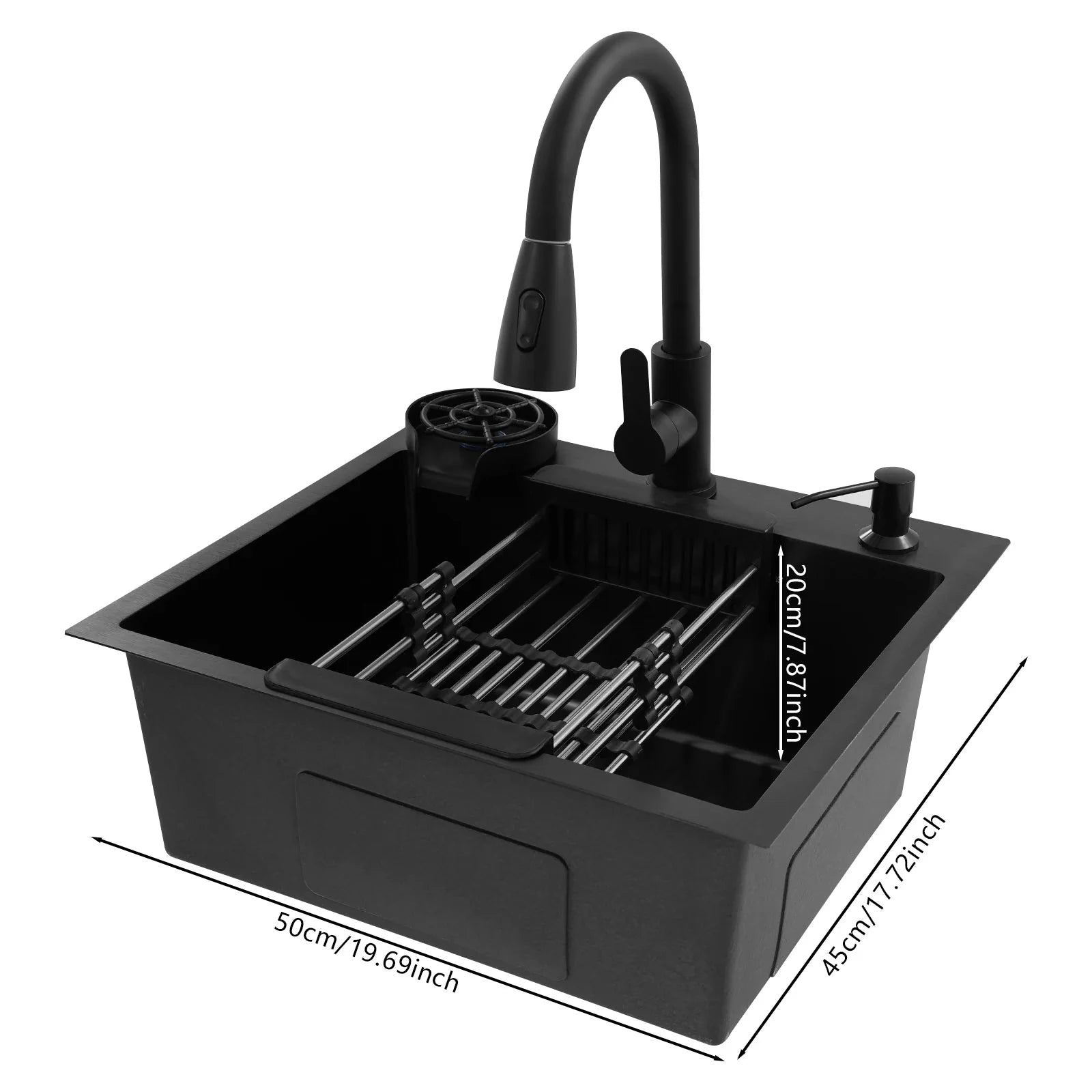 Évier Cuisine Noir Encastrable 1 Bac - 50x45cm