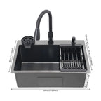 Évier Cuisine Noir Encastrable 1 Bac - 60x45cm