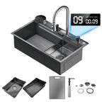 Évier de Cuisine en Acier Inoxydable Noir - Noir 75x45 TYPE 2