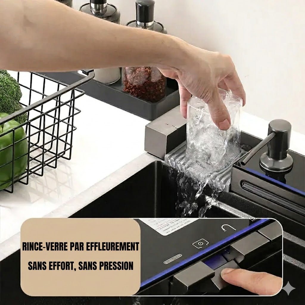 Évier de Cuisine en Acier Inoxydable Noir - Noir 75x45 TYPE 3