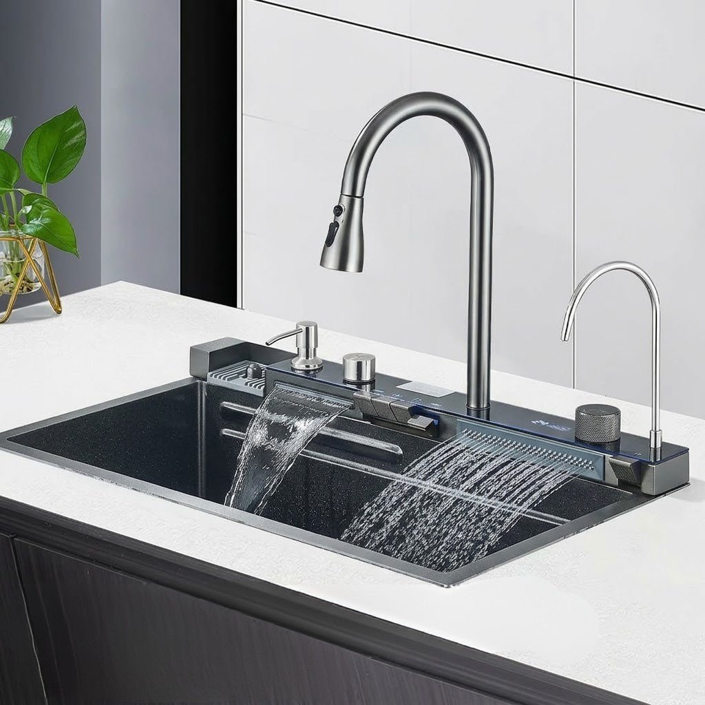 Évier de Cuisine en Acier Inoxydable Noir - Noir 75x45 TYPE 3