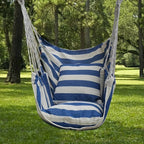 Fauteuil Hamac Suspendu en Tissu Rayé - Bleu
