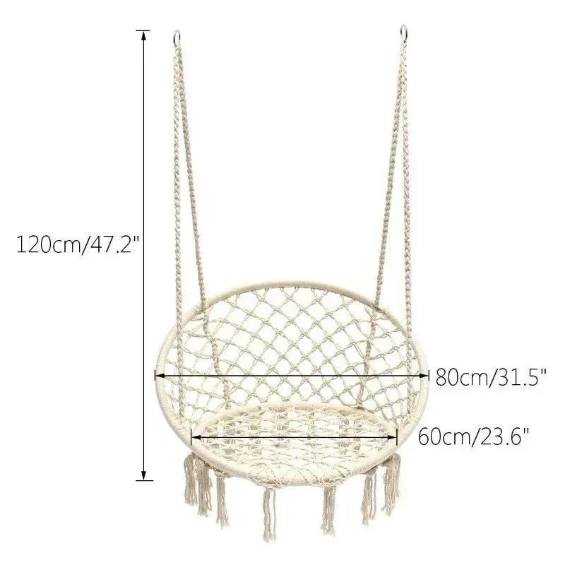 Fauteuil Suspendu en Macramé Style Bohème - Beige