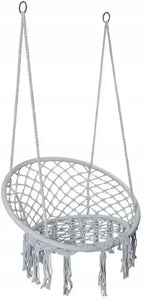 Fauteuil Suspendu en Macramé Style Bohème - Gris