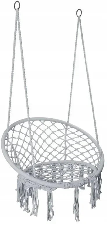 Fauteuil Suspendu en Macramé Style Bohème - Gris