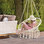 Fauteuil Suspendu en Macramé Style Bohème - Gris