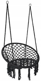 Fauteuil Suspendu en Macramé Style Bohème - Noir