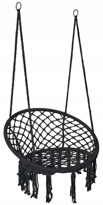 Fauteuil Suspendu en Macramé Style Bohème - Noir