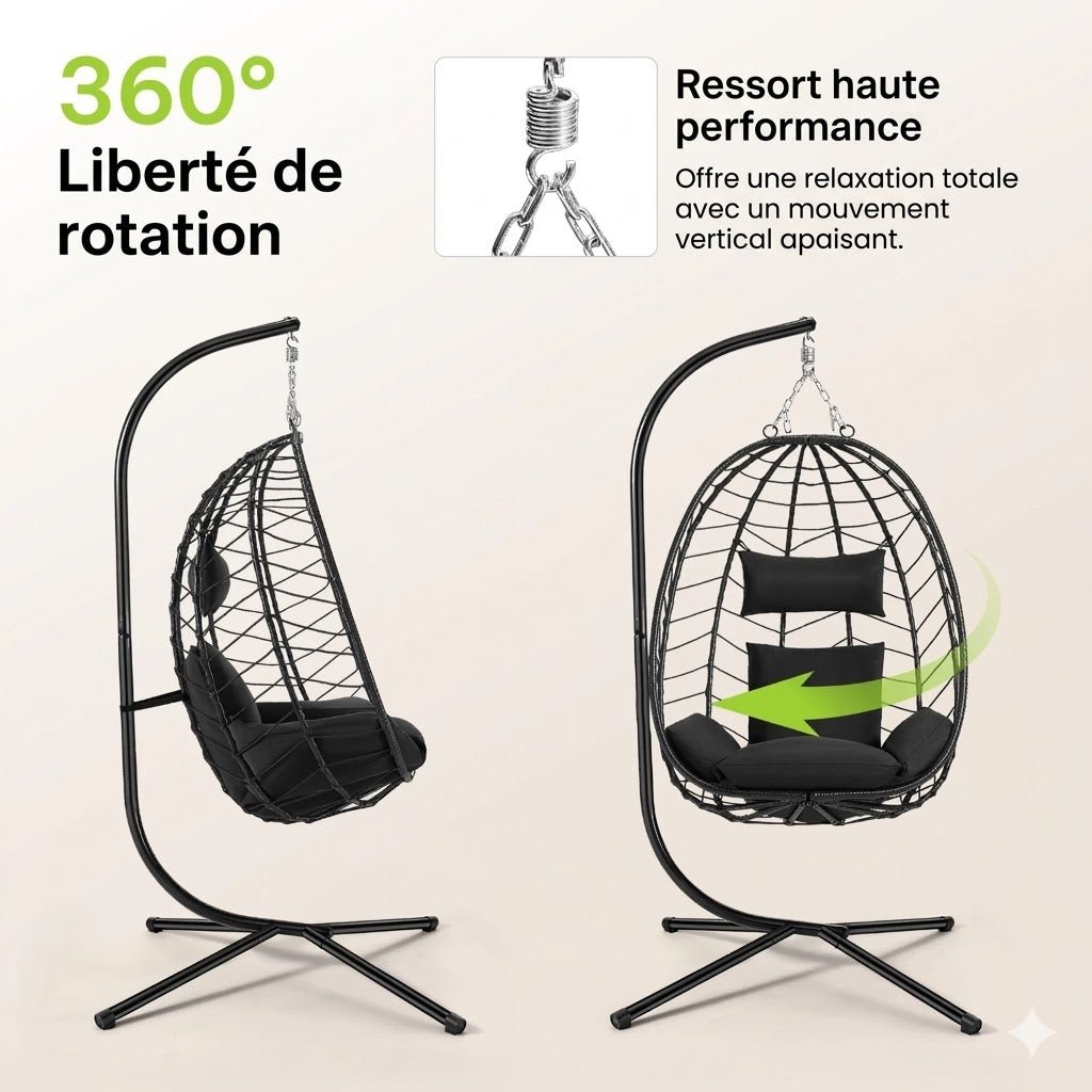 Fauteuil Suspendu Oeuf sur Pied - Noir