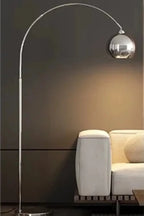 Grand Lampadaire Arc Métal Design Contemporain - Argenté