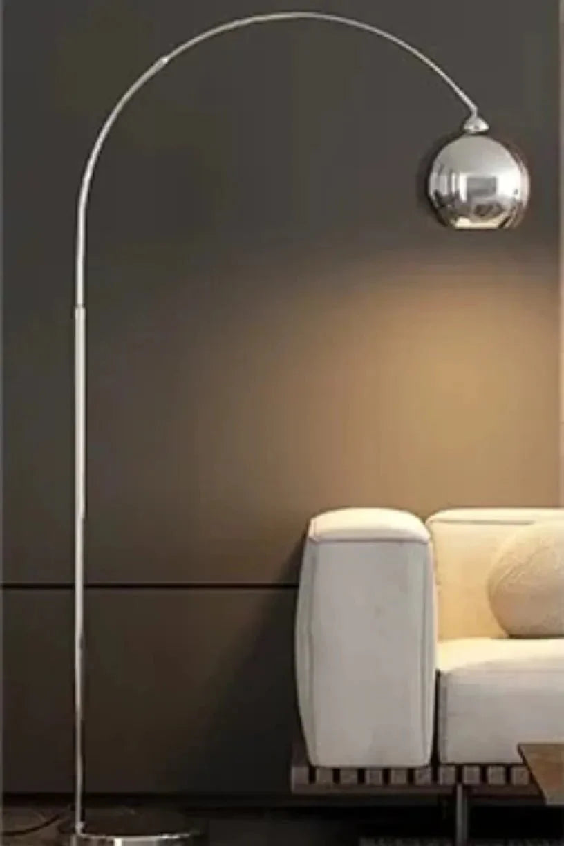 Grand Lampadaire Arc Métal Design Contemporain - Argenté