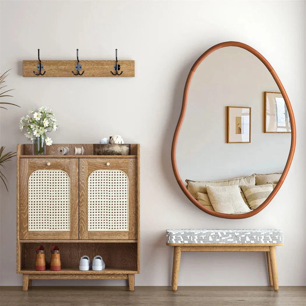 Grand Miroir Mural Organique Cadre Bois - L (74.3x110cm)
