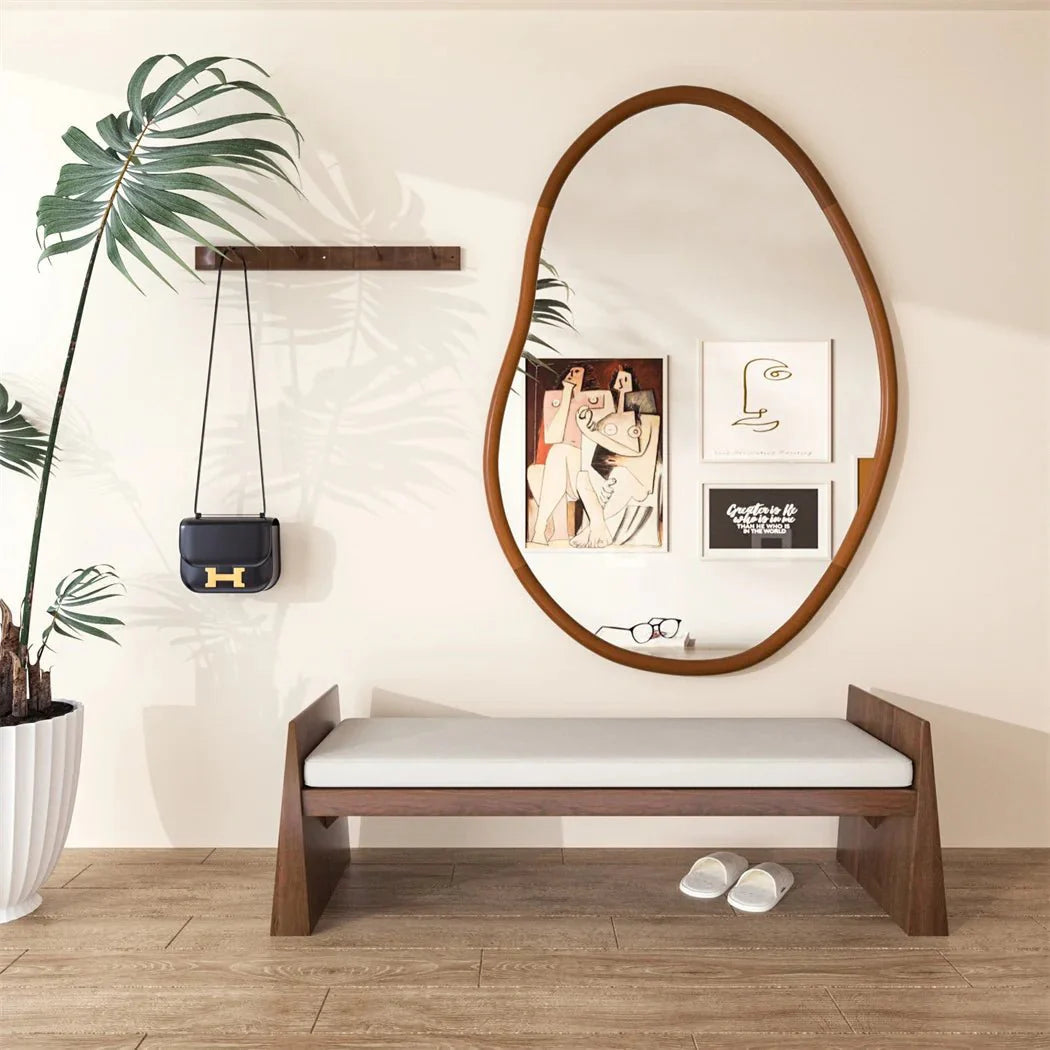 Grand Miroir Mural Organique Cadre Bois - L (74.3x110cm)