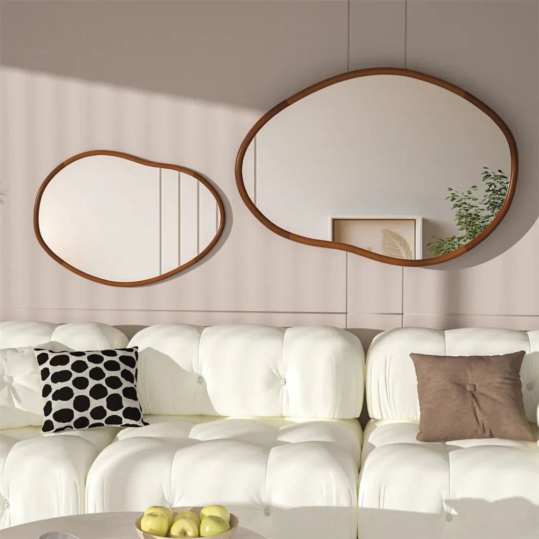 Grand Miroir Mural Organique Cadre Bois - L (74.3x110cm)