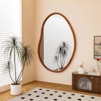 Grand Miroir Mural Organique Cadre Bois - L (74.3x110cm)