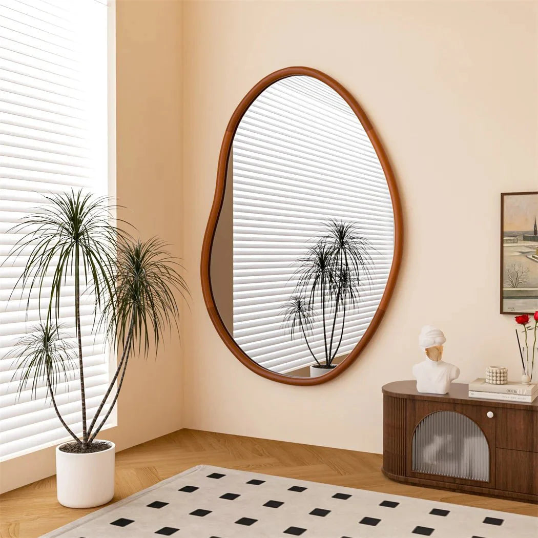 Grand Miroir Mural Organique Cadre Bois - L (74.3x110cm)