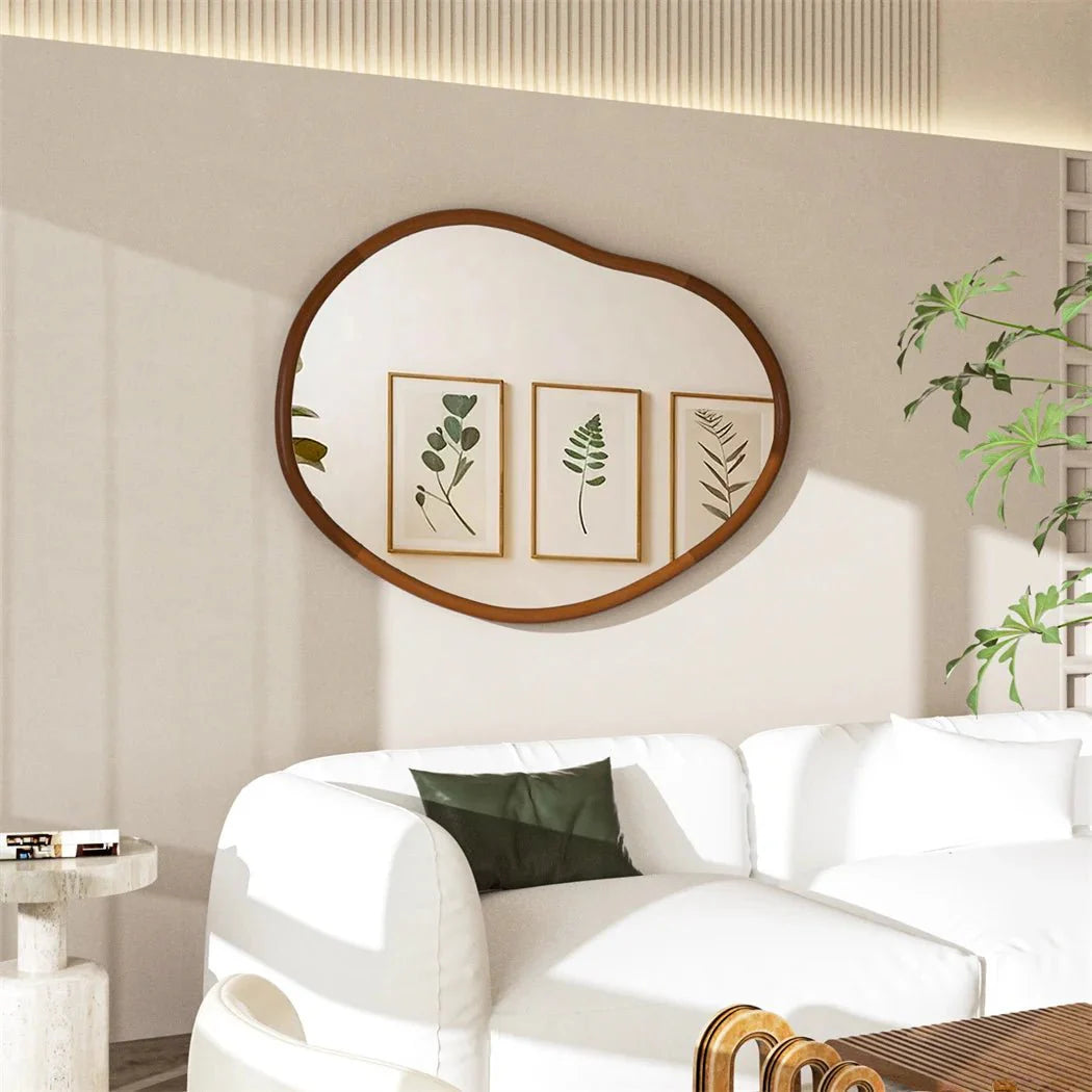 Grand Miroir Mural Organique Cadre Bois - L (74.3x110cm)