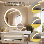 Grand Miroir Rond LED Rétroéclairé 3 Couleurs - 60CM
