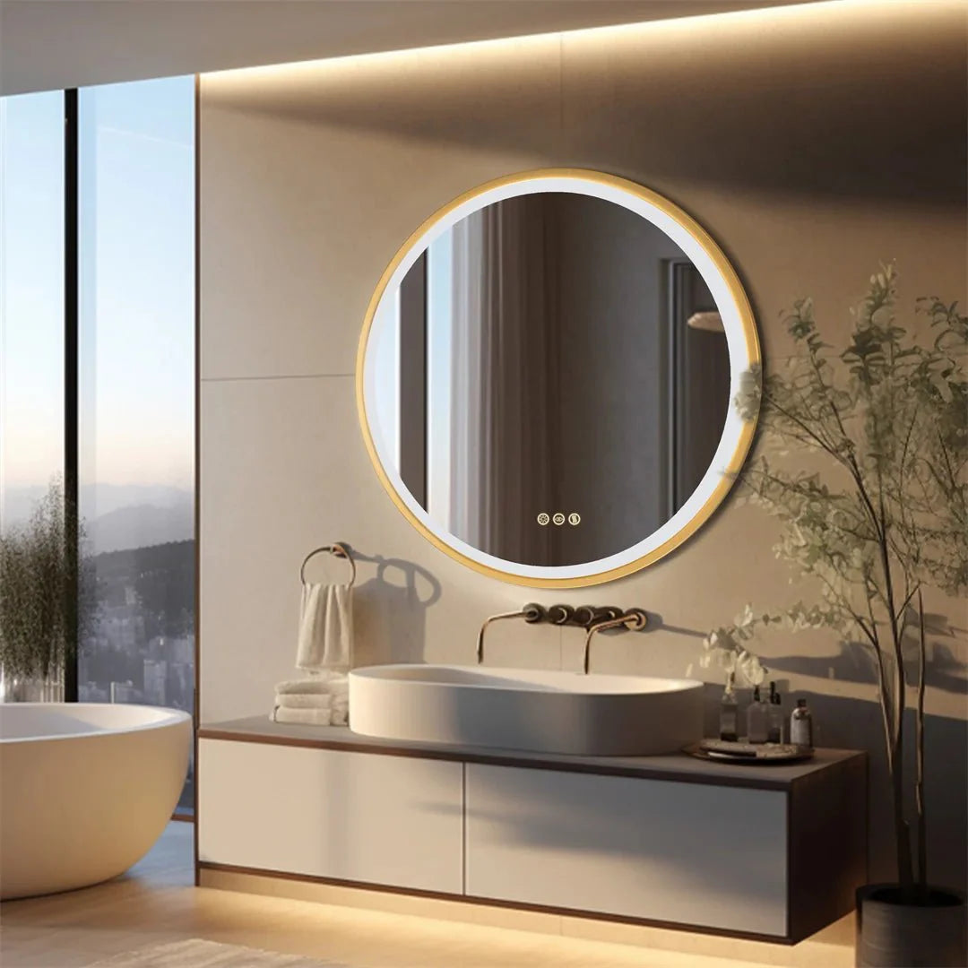 Grand Miroir Rond LED Rétroéclairé 3 Couleurs - 80CM