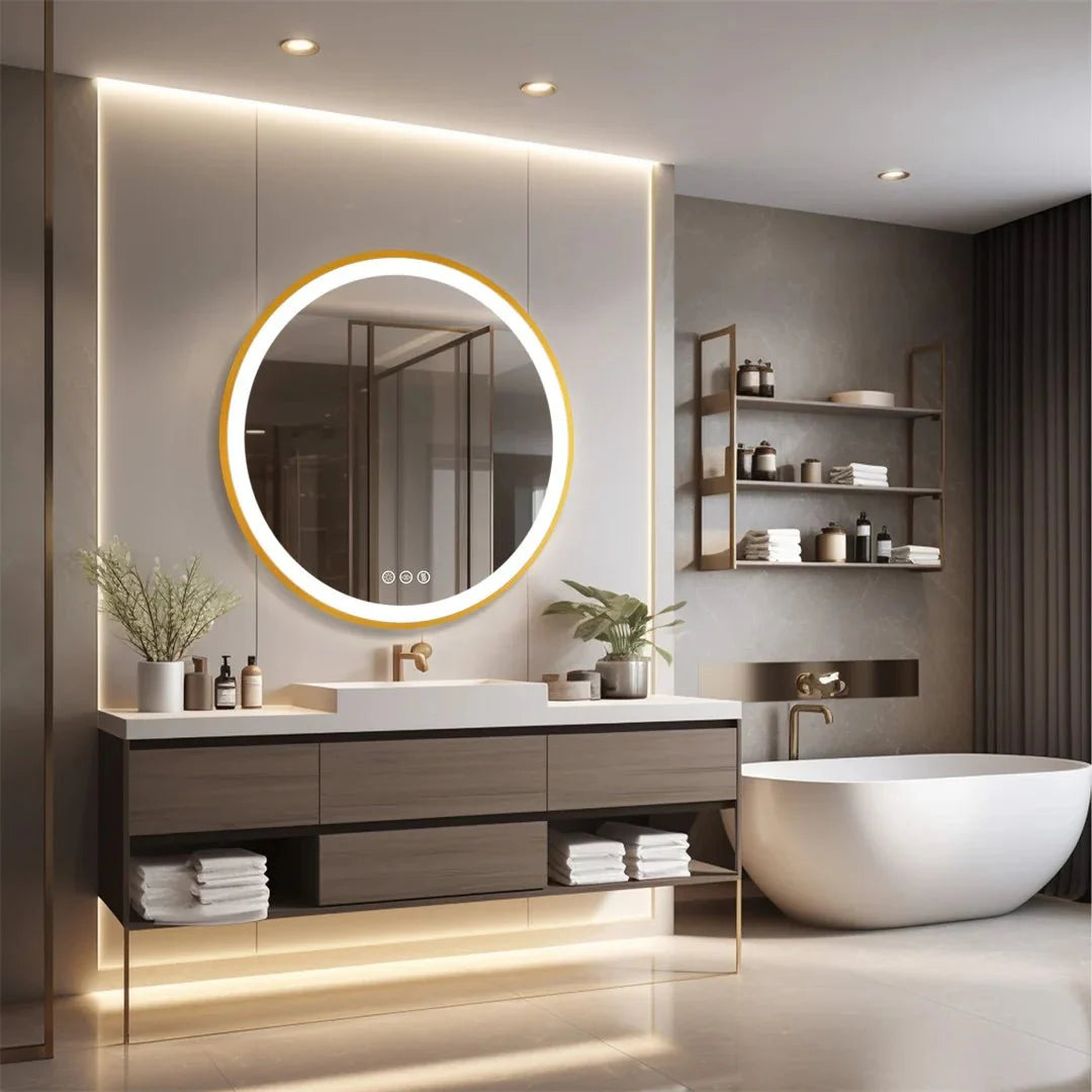 Grand Miroir Rond LED Rétroéclairé 3 Couleurs - 80CM