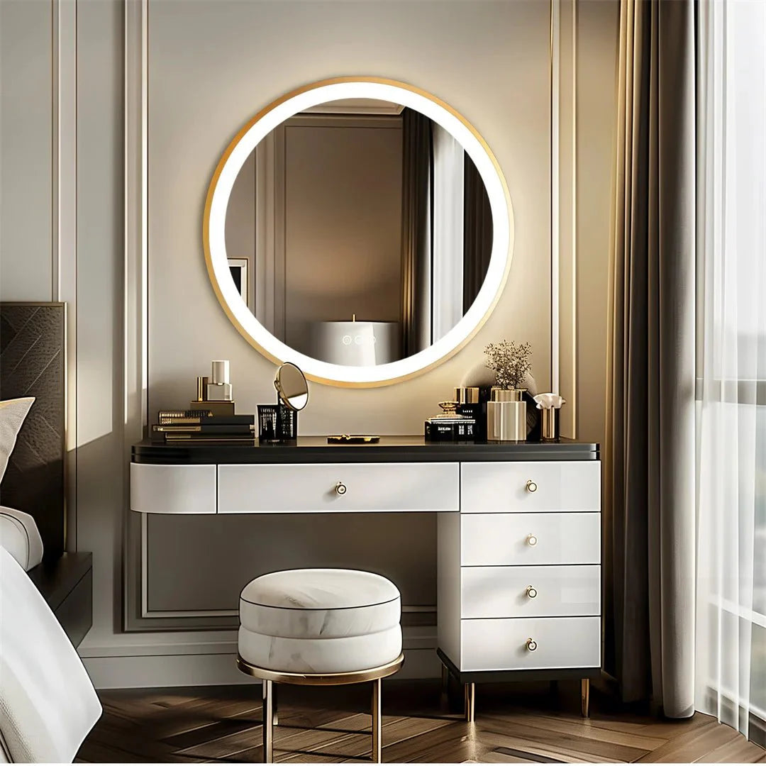 Grand Miroir Rond LED Rétroéclairé 3 Couleurs - 80CM