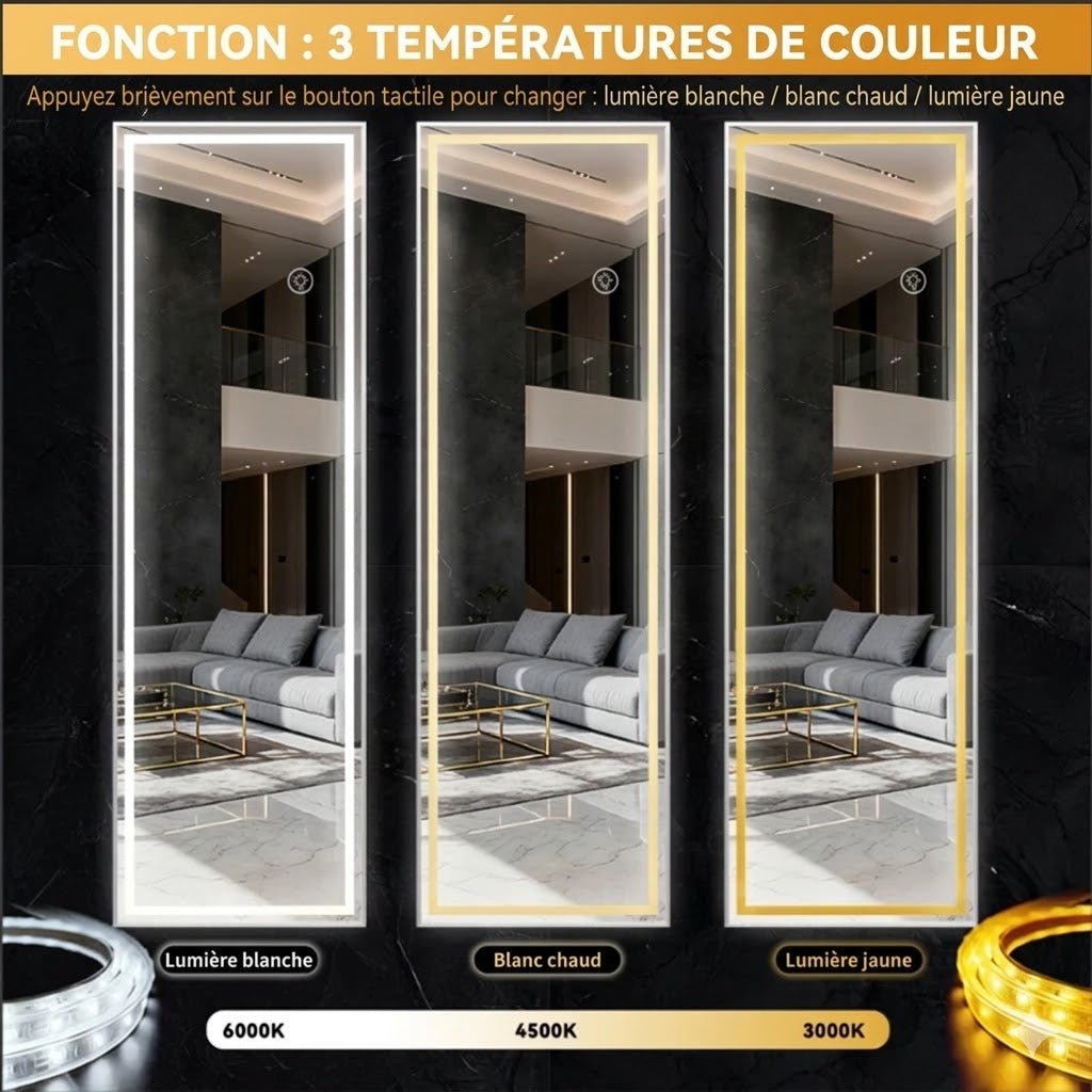 Grand Miroir sur Pied LED 160x50CM -