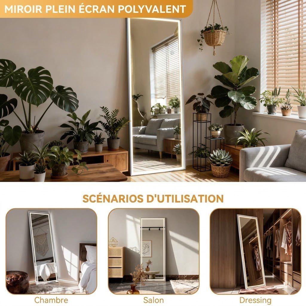 Grand Miroir sur Pied LED 160x50CM -