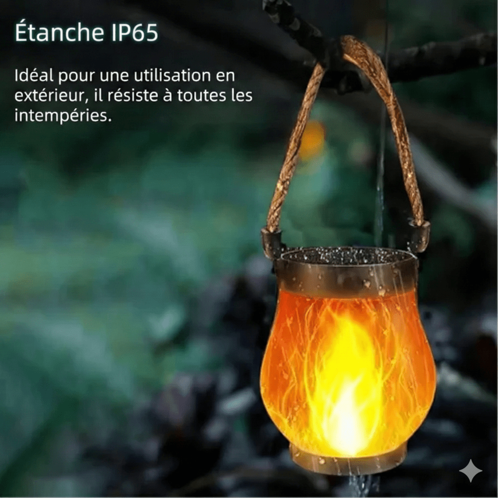 Grande Lanterne Solaire Effet Flamme -