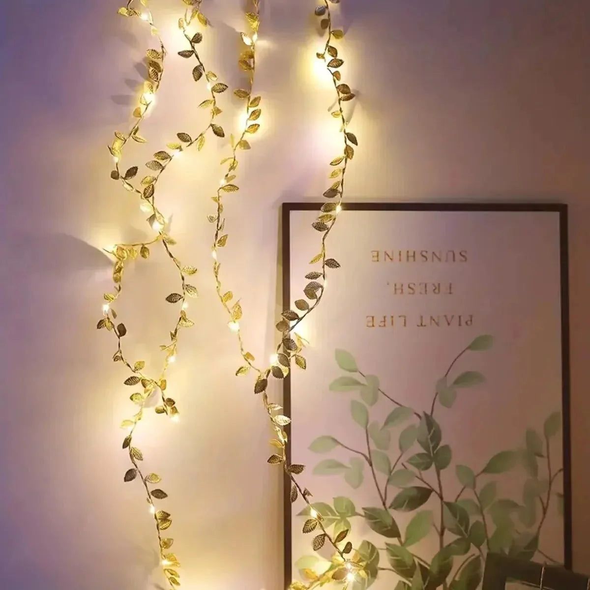 Guirlande LED Feuilles Dorées -