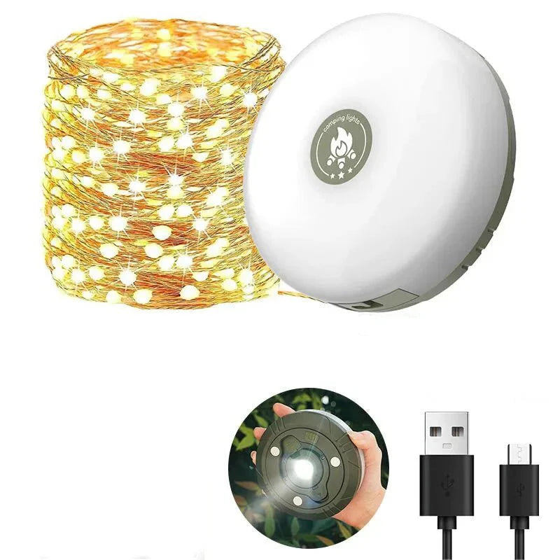 Guirlande LED Rétractable Camping Multifonctions - Blanc chaud
