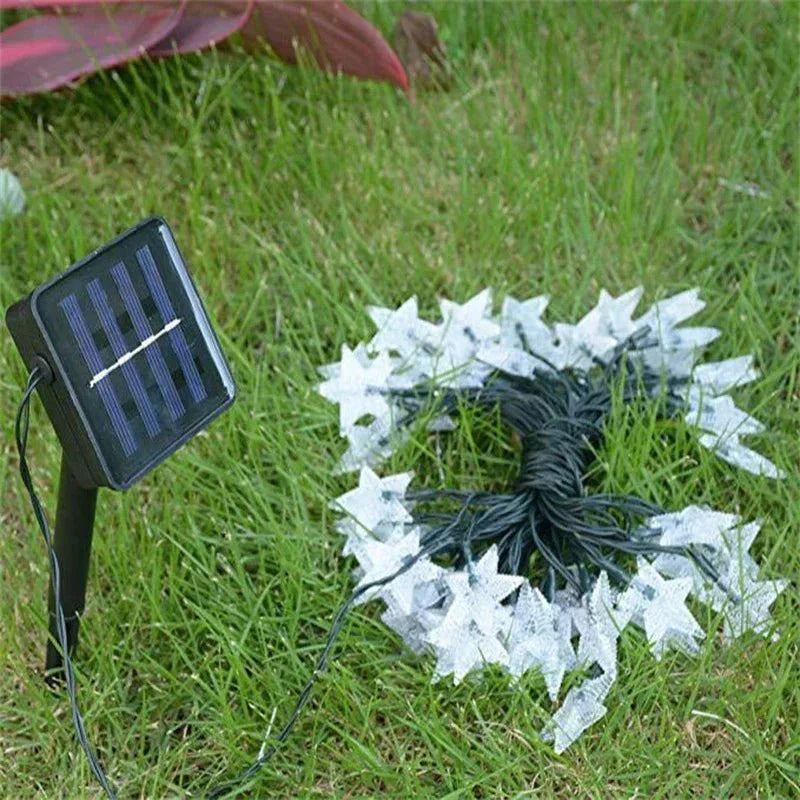 Guirlande LED Solaire Extérieure Étoiles - Blanc chaud