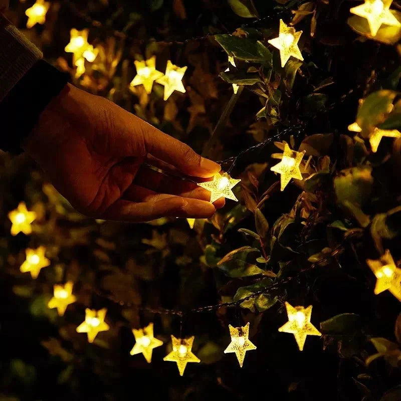 Guirlande LED Solaire Extérieure Étoiles - Blanc chaud